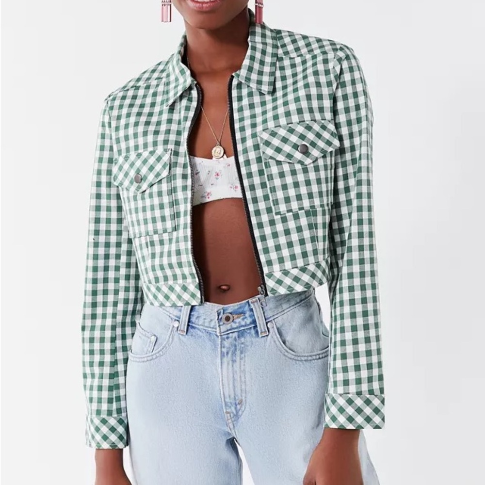 URBAN OUTFITTERS CROPPED GINGHAM JACKET